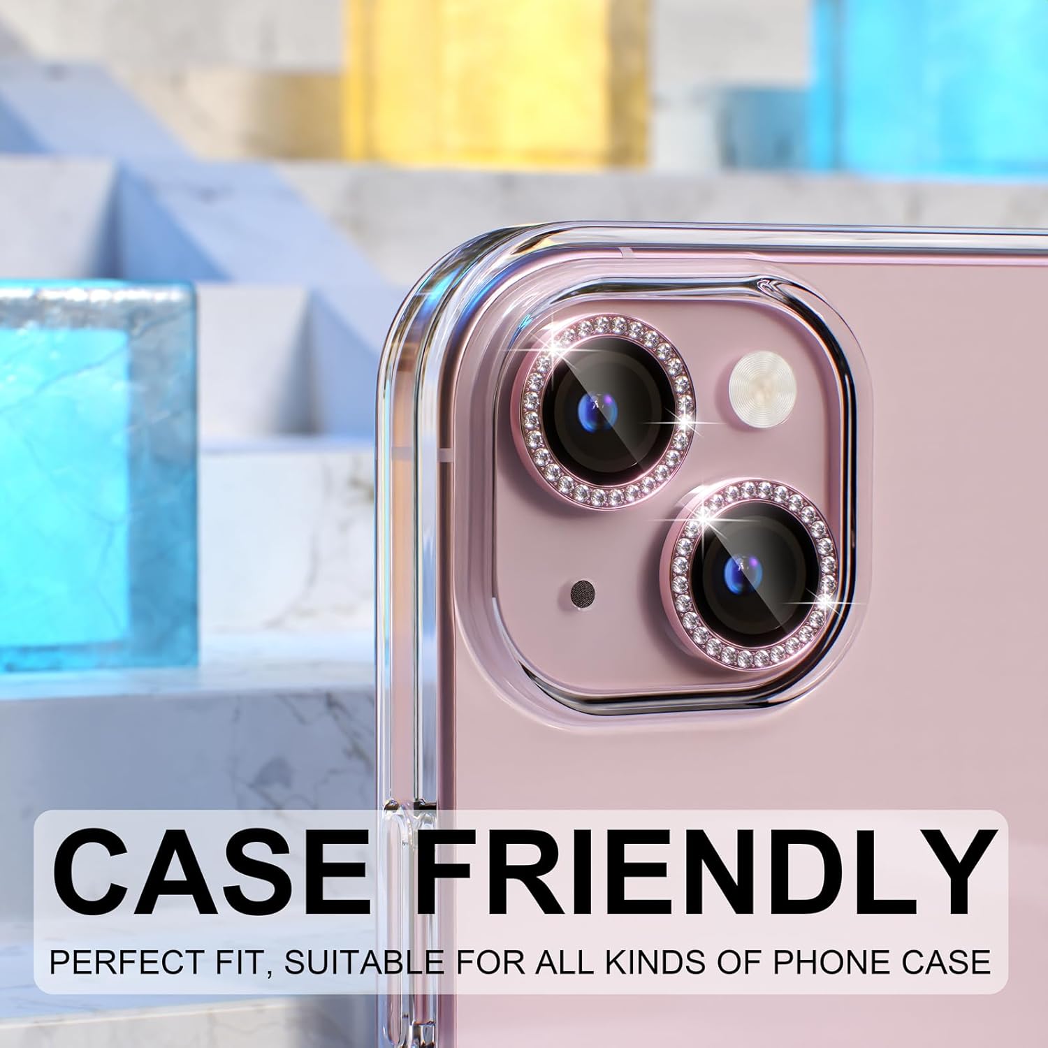 1PC Pink Glitter Diamond Camer – Tempered Glass Screen 9H recenzja i cena